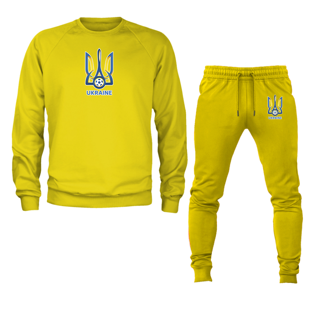 Men's Ukraine National Football Soccer Team Crewneck Sweatshirt Joggers Suit